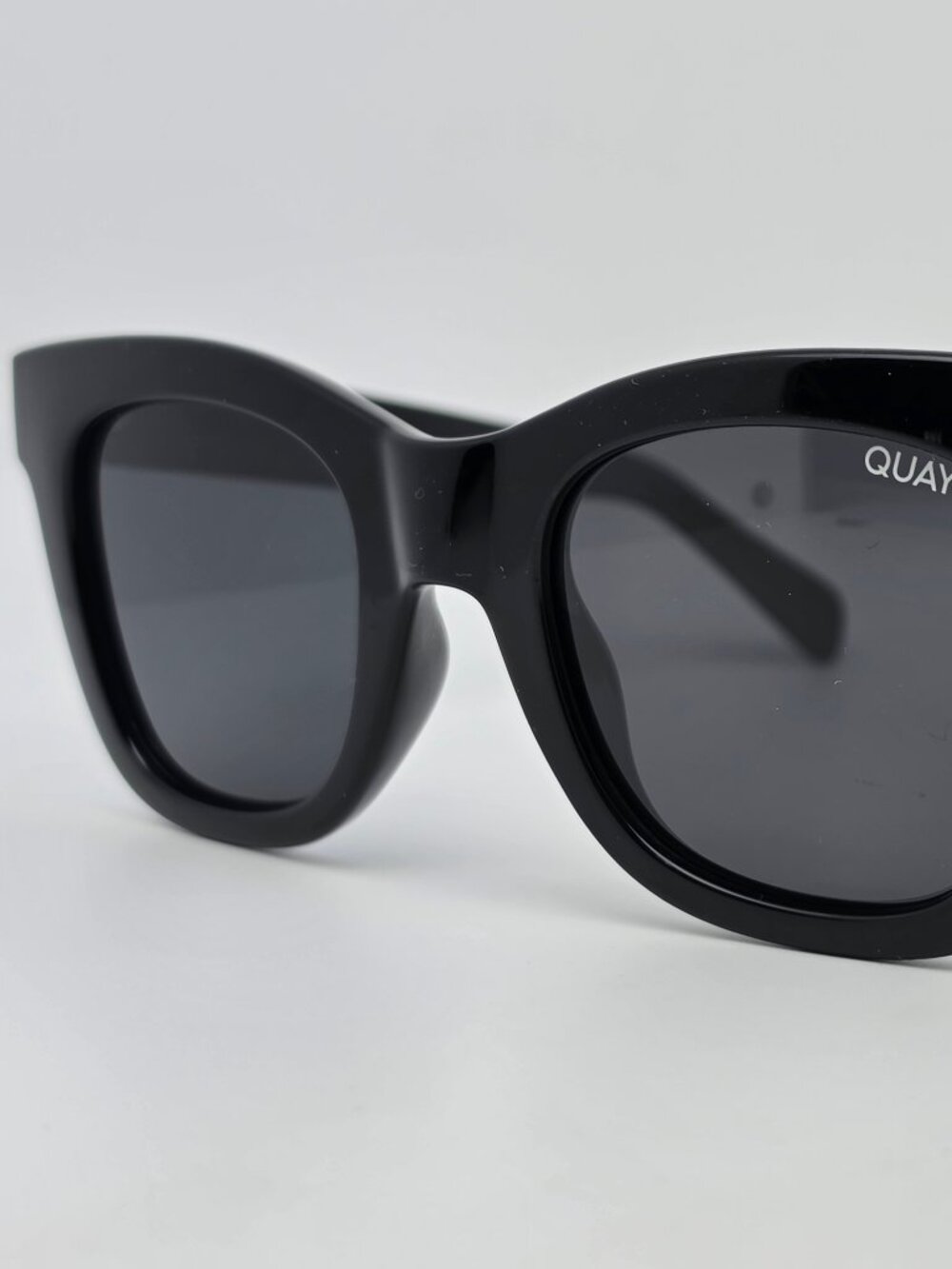 Quay Australia After Hours Black Frame Polarized Smoke Lens Cat Eye Sunglasses